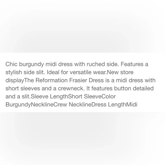 Reformation Frasier MIDI Dress Size 4 NWT - Picture 2 of 10